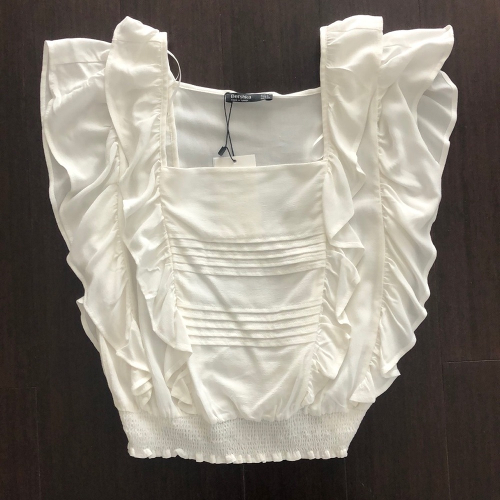 Ruffled White Bershka Blouse